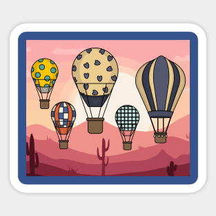 Retro Hot Air Balloons Balloon Ride Sticker